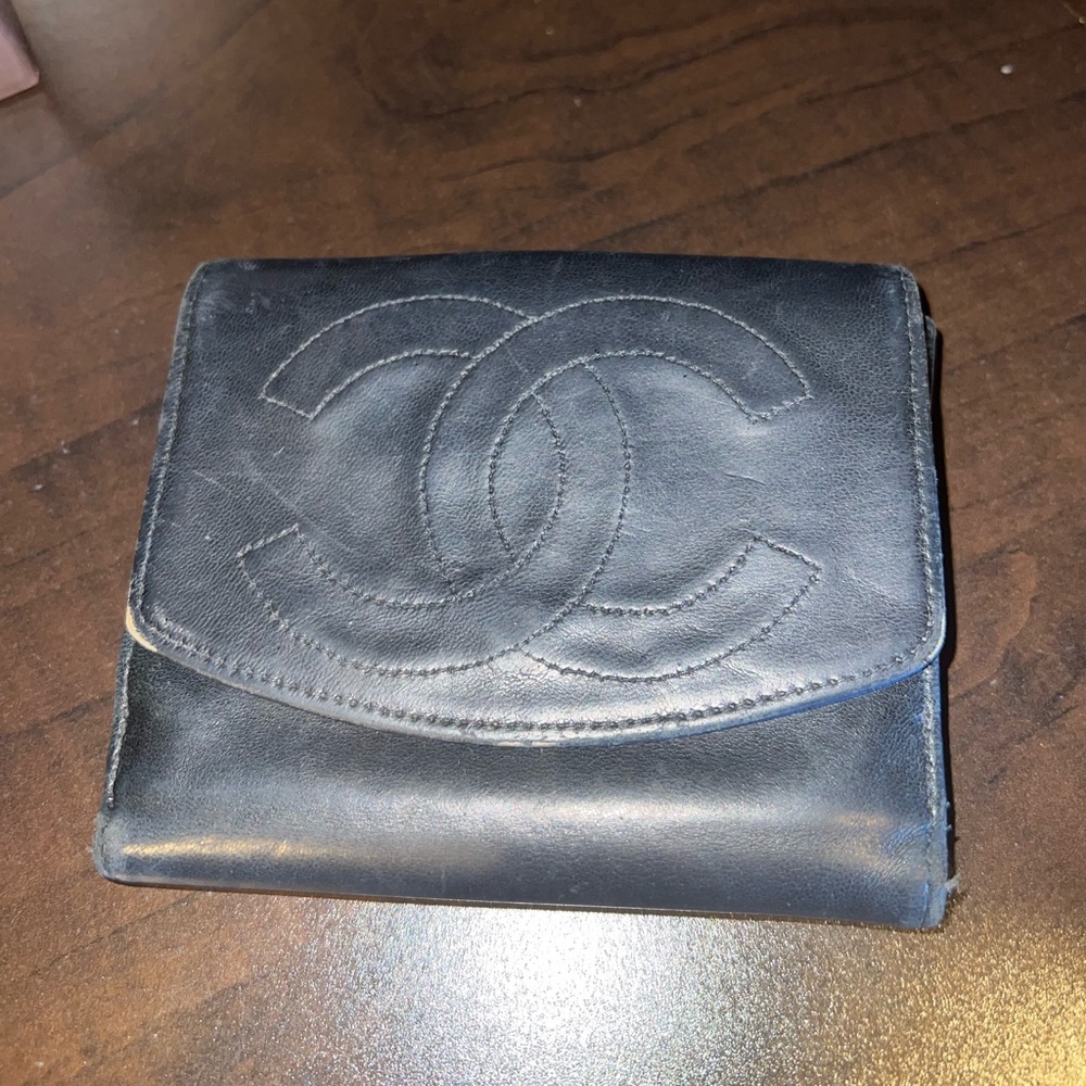 Chanel Vintage Timeless Lambskin Wallet in Black